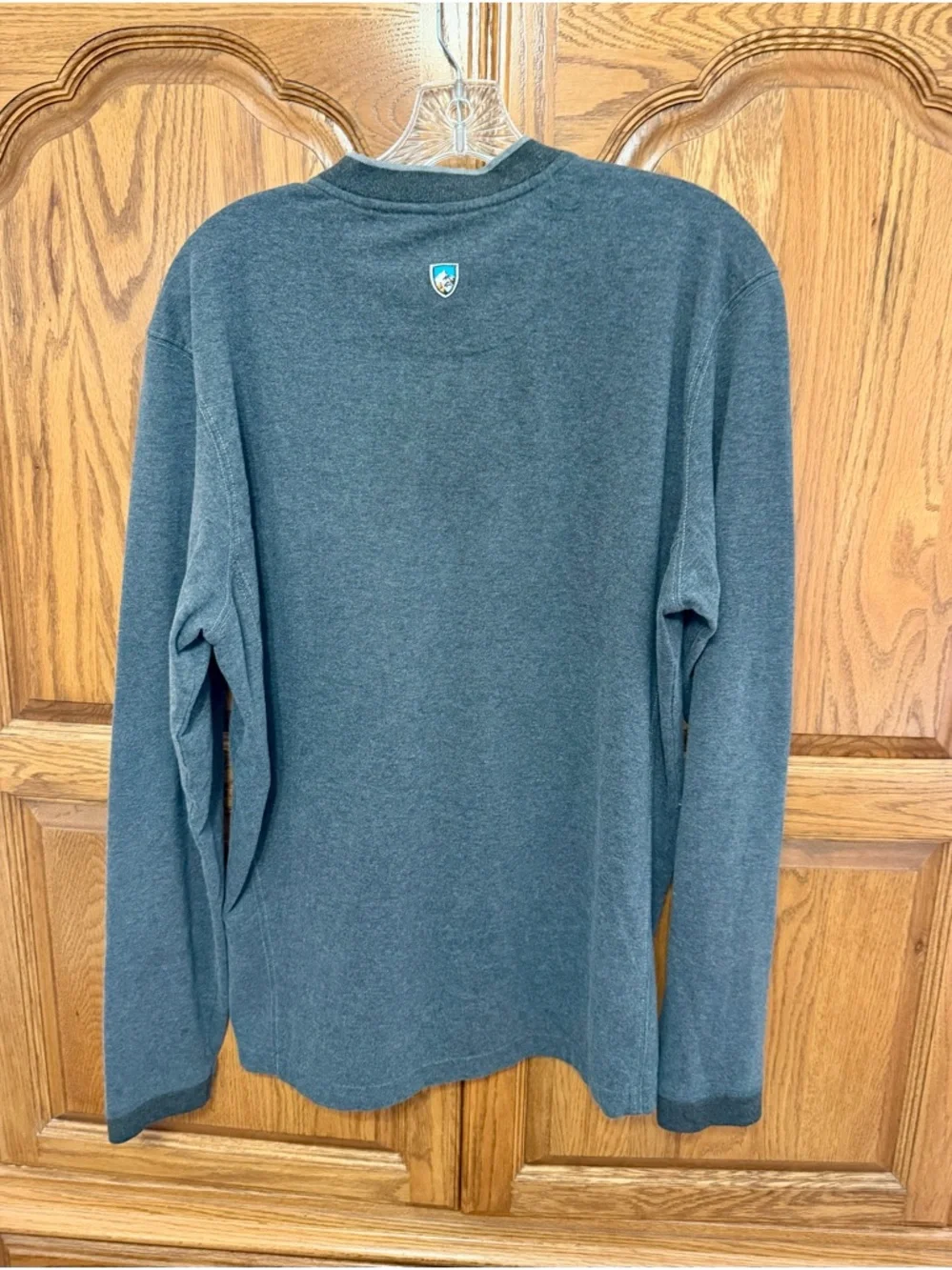 Kuhl Mens Long Sleeve Henley Shirt Blue Gray 100% Cotton Thumbholes Sz L Hiking - Picture 2 of 11